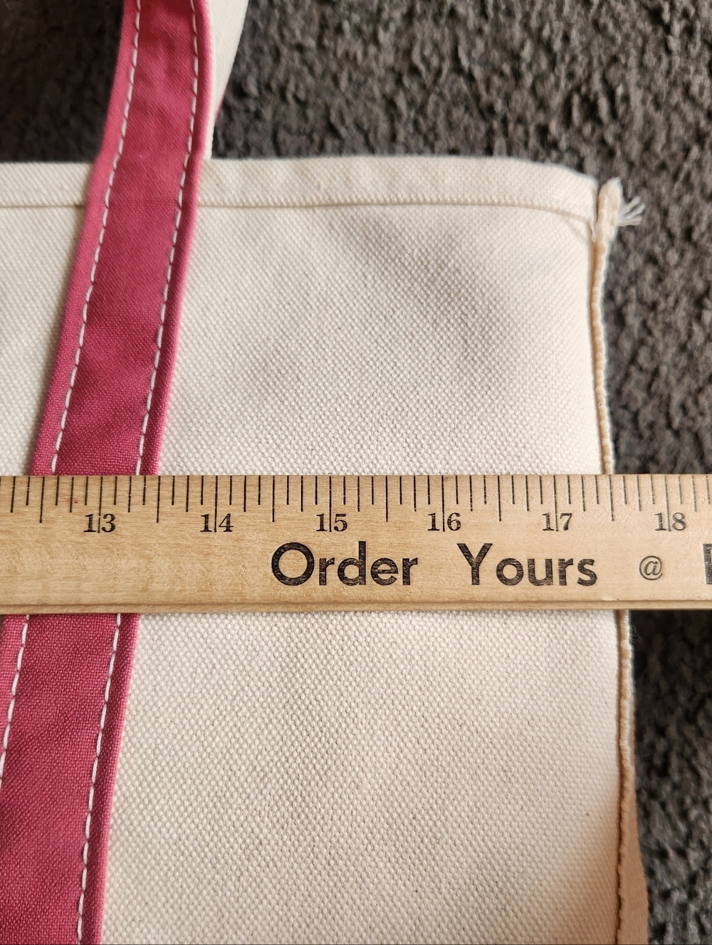 L.L. BEAN Mini Boat & Tote Pink Team Milk Off White Pink Trim Heavyweight Canvas - Picture 8 of 10